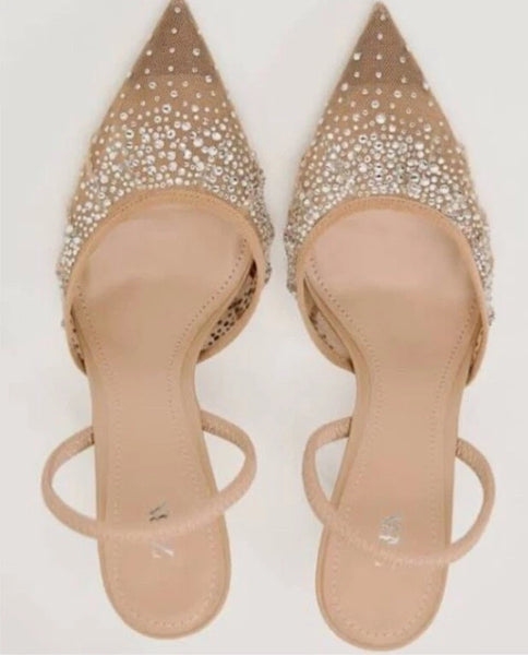 ZARA (LN)Embellished rhinestone mesh heels! 40