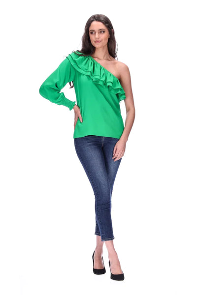 PRETTY BASIC (LN) Green off the shoulder top! 8
