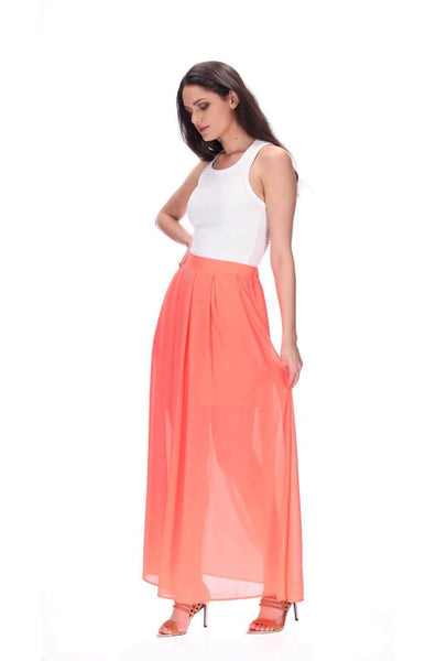 PRETTY BASIC (BN) "Marlow" maxi skirt - Fluro coral! 16