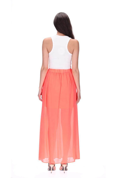PRETTY BASIC (BN) "Marlow" maxi skirt - Fluro coral! 16