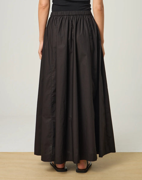 GLASSONS - Gathered cotton maxi skirt - Black! 12-16