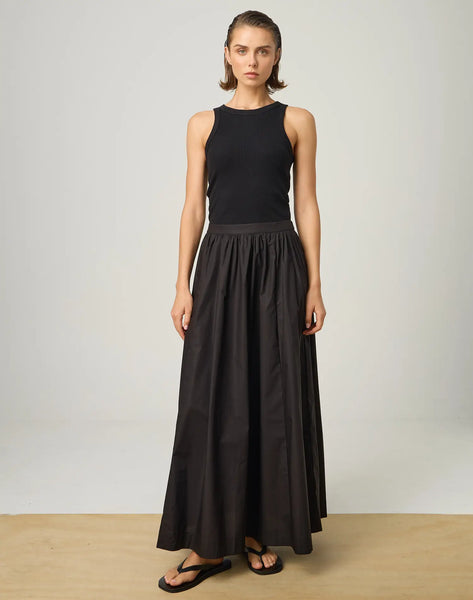 GLASSONS - Gathered cotton maxi skirt - Black! 12-16