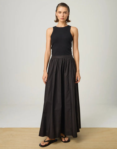 GLASSONS - Gathered cotton maxi skirt - Black! 12-16