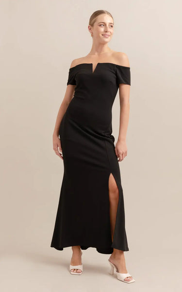 PAGANI (BN) Textured scuba off the shoulder gown! 16