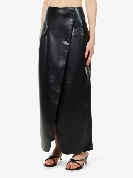 THE FRANKIE SHOP (LN) Crossover faux leather maxi skirt! 8