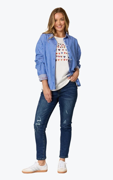THREADZ (LN) Cabo blue stripe shirt! 18