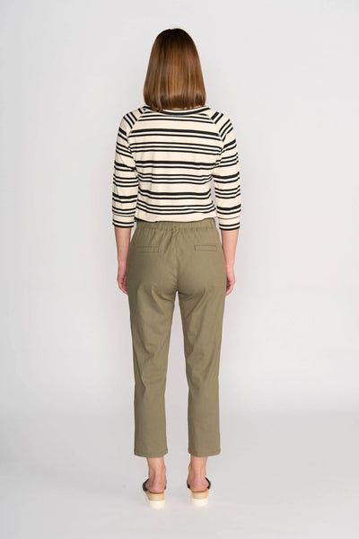 VASSALLI (LN) 7/8 slim leg elastic waist pant - Army! 16