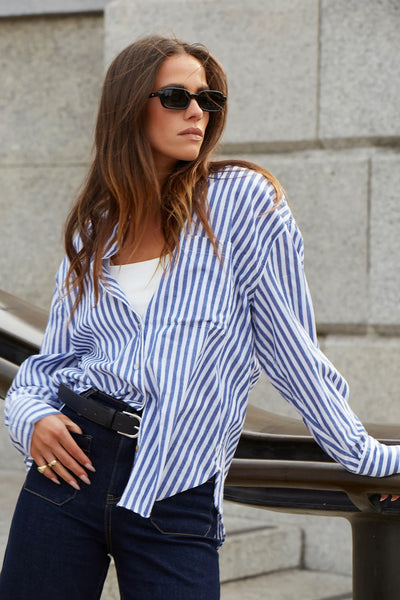 STORIES BE TOLD - You got this oversized blue stripe shirt! 8-12