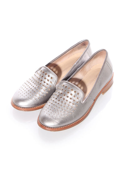ISABELLA ANSELMI - Pewter perforated leather shoes! 36