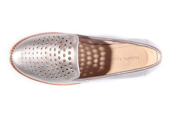 ISABELLA ANSELMI - Pewter perforated leather shoes! 36