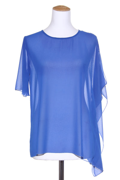 SIREN - Blue chiffon angled top! 8-10