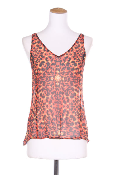 STORM - Orange leopard silk chiffon tank! 12