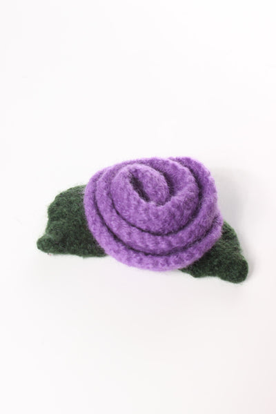WOOL corsage rose brooch - Purple! - recycle style - 2
