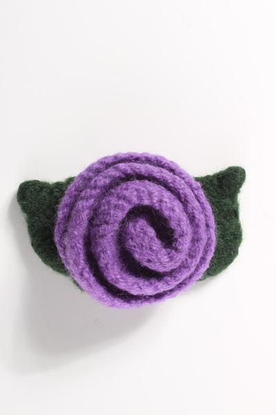 WOOL corsage rose brooch - Purple! - recycle style - 1