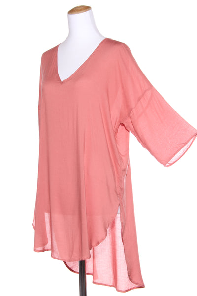 STAPLE + CLOTH (NZ) - Rose pink drop hem tunic! 12