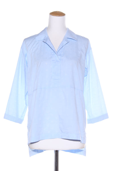 TRENERY - Self patterned bllue cotton top! 10-12
