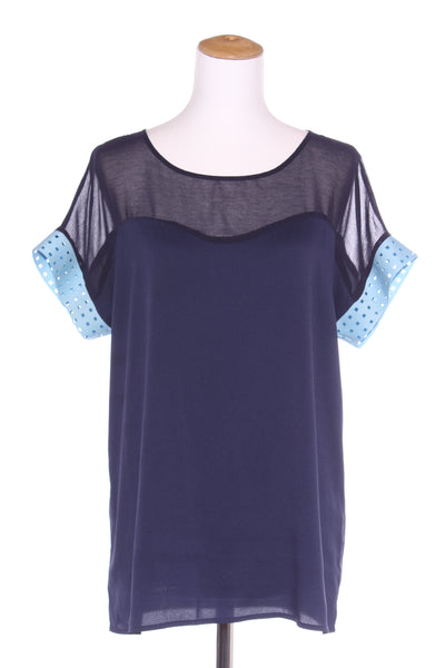 CHARLO - Navy + sky blue trim top! 10