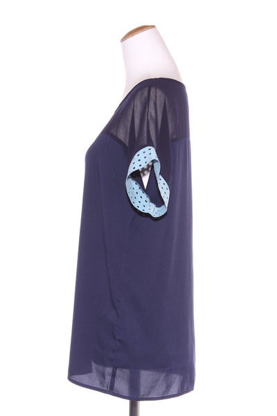 CHARLO - Navy + sky blue trim top! 10