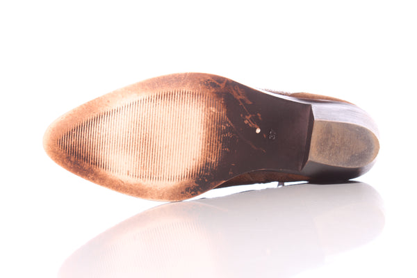 OEM - Bronze panel western leather ankle boots! 37