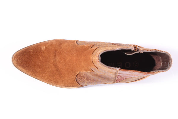 OEM - Bronze panel western leather ankle boots! 37