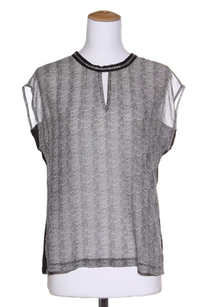 MACJAYS - Sheer panel embellished neckline top! 10-12