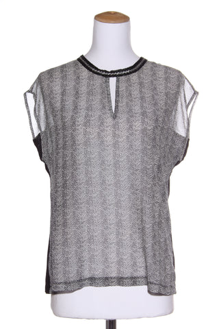 MACJAYS - Sheer panel embellished neckline top! 10-12