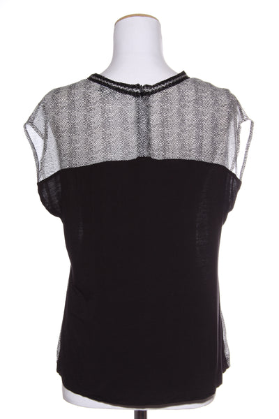 MACJAYS - Sheer panel embellished neckline top! 10-12