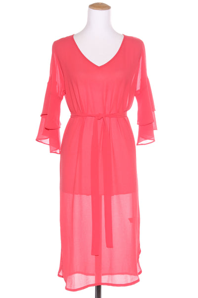 STITCH MINISTRY - Flare sleeve sheer dress - Coral! 10