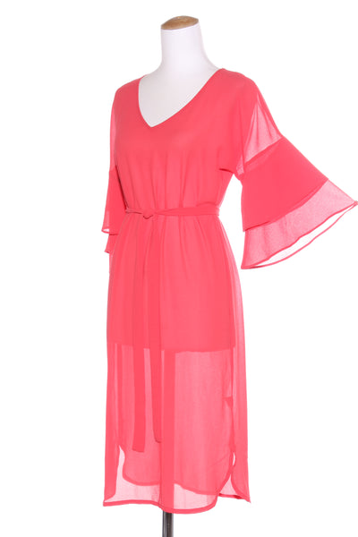 STITCH MINISTRY - Flare sleeve sheer dress - Coral! 10