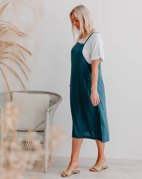 FREEZ "Long Pinafore" teal dress! 16