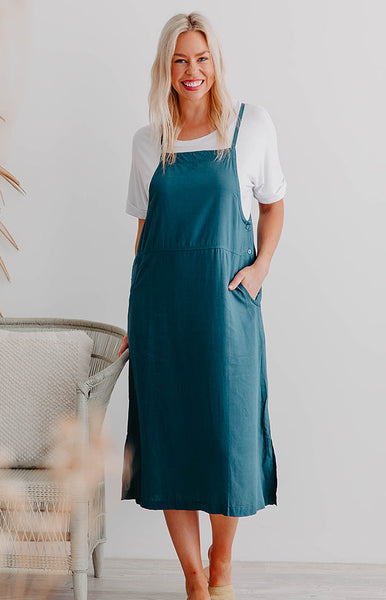 FREEZ "Long Pinafore" teal dress! 16