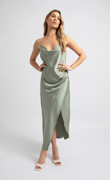 PAGANI (LN) Satin bias pleat gown - Rose! 6