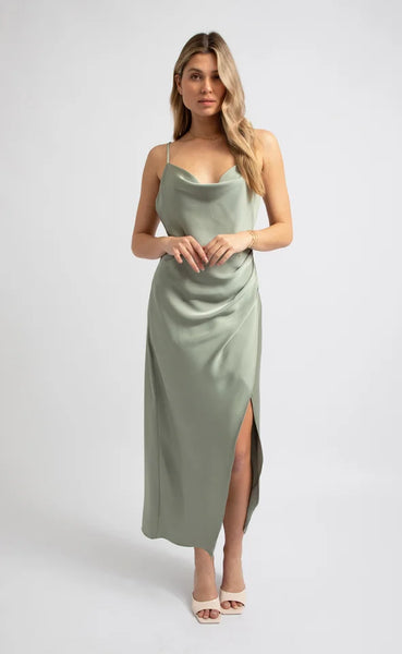 PAGANI (LN) Satin bias pleat gown - Rose! 6